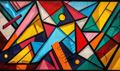 Abstract pop art triangles in bold outlines