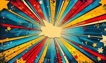 Retro comic book explosion with colorful rays