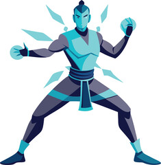 Obraz premium Illustration of Martial Arts Fighter with Energetic Aura