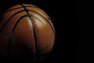 Vibrant basketball ball displayed on a captivating dark background for passionate sports fans