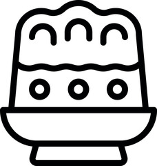 Line art icon of a pudding dessert with toppings, ready to be enjoyed