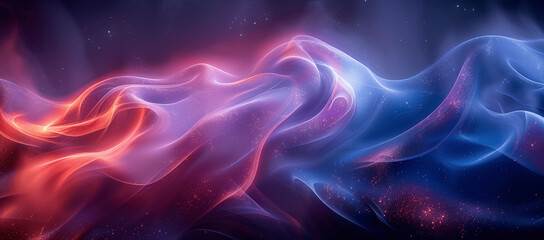 Obraz premium Neon Blue Purple Wave Background with Glowing Gradient and Curved Lines