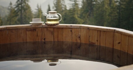 Peaceful Morning Tea by Hot Tub with Mountain View