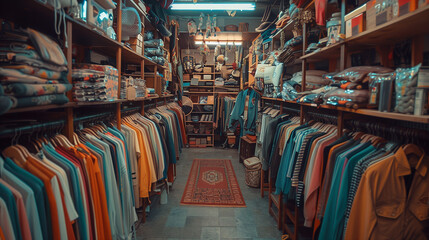 interior of a second hand vintage clothes shop