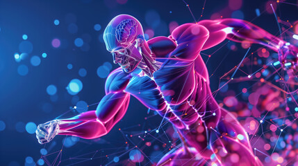 3D Illustration of L-Carnitine Hologram Enhancing Fat Burning and Energy for Medical Health