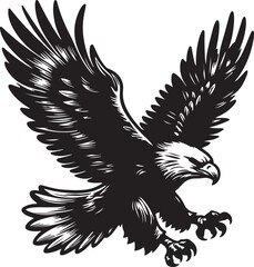 Hand drawn ”flying eagle” silhouette vector art illustration image