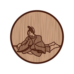 木彫り風円形シンプル百人一首　清原深養父