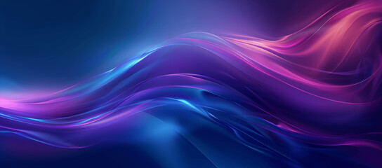 Naklejka premium Abstract Neon Wave Background with Blue and Purple Curved Lines and Glowing Effect