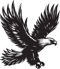 Hand drawn ”flying eagle” silhouette vector art illustration image