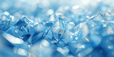 Abstract Blue and White Polygonal Crystal Shapes Futuristic Vector Background