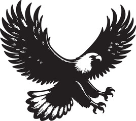 Hand drawn ”flying eagle” silhouette vector art illustration image