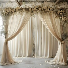 Background wedding with foral and old windown generative AI