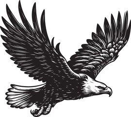 Hand drawn ”flying eagle” silhouette vector art illustration image