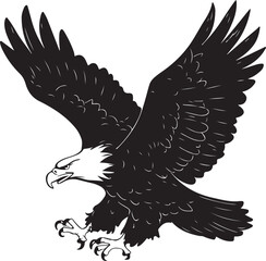Hand drawn ”flying eagle” silhouette vector art illustration image