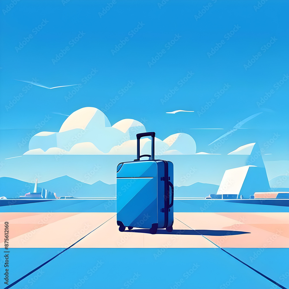 Canvas Prints travel luggage on the beach