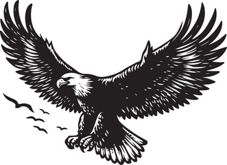 Hand drawn ”flying eagle” silhouette vector art illustration image