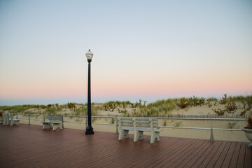 beach boardwalk and dunes
