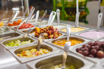 Salad buffet with a variety of fresh fruits