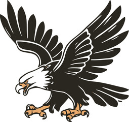 Hand drawn ”flying eagle” silhouette vector art illustration image