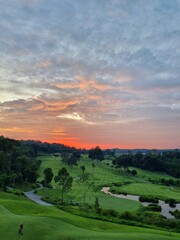 sunset over the field