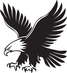 Hand drawn ”flying eagle” silhouette vector art illustration image