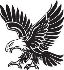 Hand drawn ”flying eagle” silhouette vector art illustration image