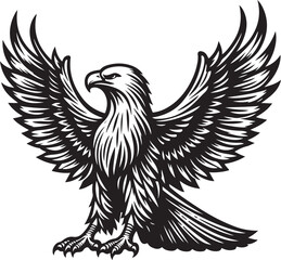 Hand drawn ”flying eagle” silhouette vector art illustration image