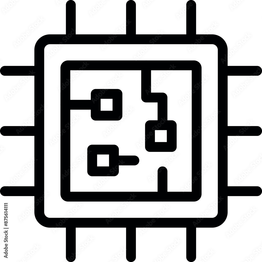 Poster electronic microchip showing data processing with connections