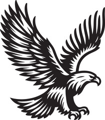 Hand drawn ”flying eagle” silhouette vector art illustration image