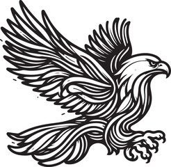 Hand drawn ”flying eagle” silhouette vector art illustration image