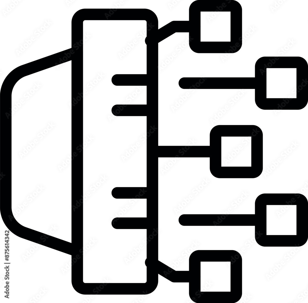 Poster simple icon of a data server connecting to multiple devices, ideal for tech related projects