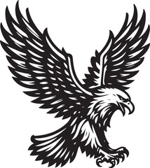 Hand drawn ”flying eagle” silhouette vector art illustration image