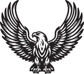 Hand drawn ”flying eagle” silhouette vector art illustration image
