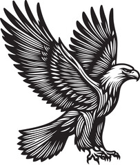 Hand drawn ”flying eagle” silhouette vector art illustration image