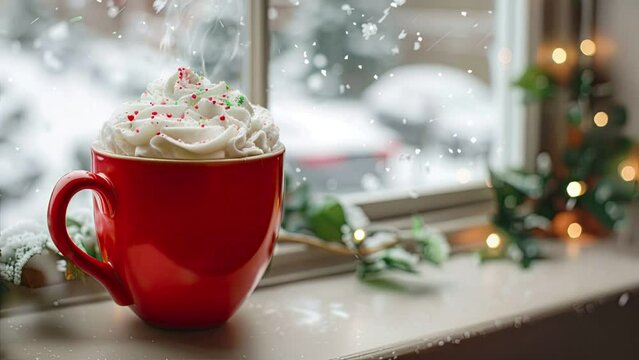Closeup of a Christmas Peppermint Mocha 