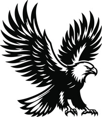 Hand drawn ”flying eagle” silhouette vector art illustration image