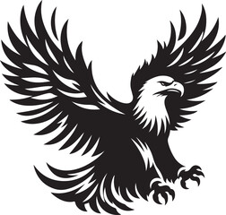 Hand drawn ”flying eagle” silhouette vector art illustration image