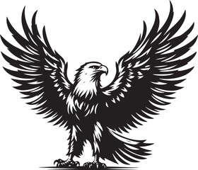 Hand drawn ”flying eagle” silhouette vector art illustration image