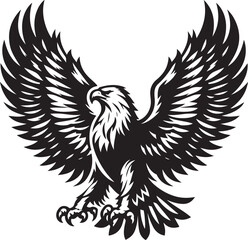 Hand drawn ”flying eagle” silhouette vector art illustration image
