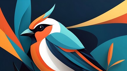 A stylized illustration of an abstract bird