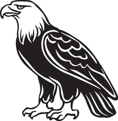 Hand drawn ”flying eagle” silhouette vector art illustration image