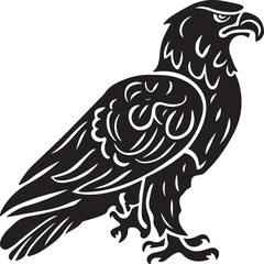 Hand drawn ”flying eagle” silhouette vector art illustration image