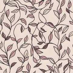Fototapeta premium Delicate Floral Pattern with Small Blue Flowers and Thin Dark Stems