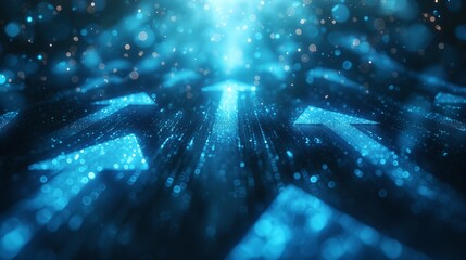  Abstract background with blue glowing arrows pointing up