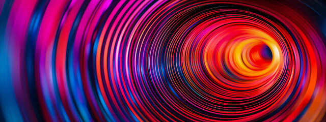 Glowing neon spiral creating a mesmerizing abstract pattern in vibrant colors