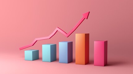 The 3d growth business graph on success financial representation