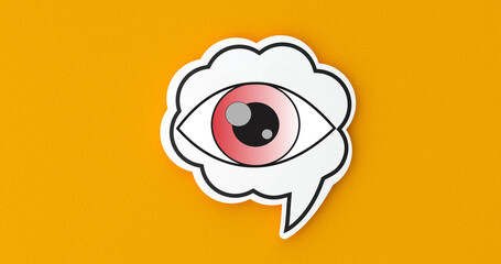 Watching eye in speech bubble