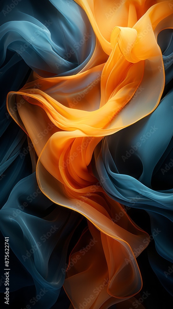 Wall mural an abstract image of blue and orange fabric