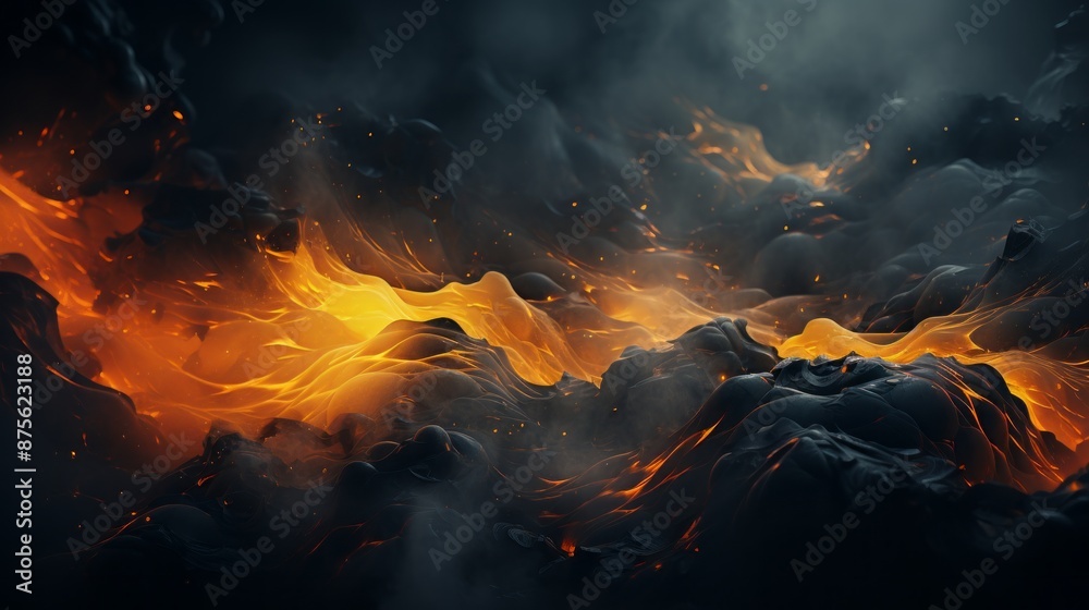 Canvas Prints an abstract image of fire and smoke on a black background