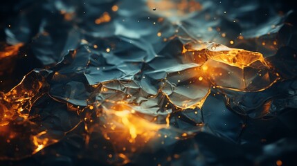 an abstract image of fire and ice on a dark background